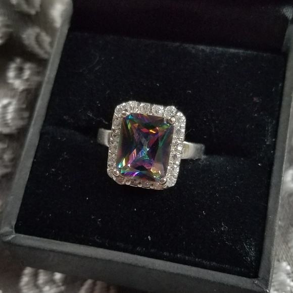Vintage Jewelry - 925 SS Mystic Fire Topaz Ring
